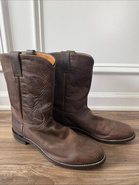 Justin 3908 Roper Brown Leather Cowboy Western Boots Men's 12 D